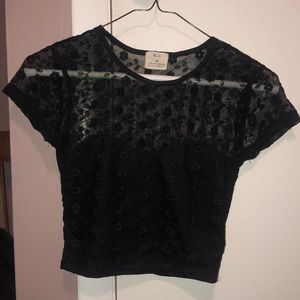Black floral crop top.